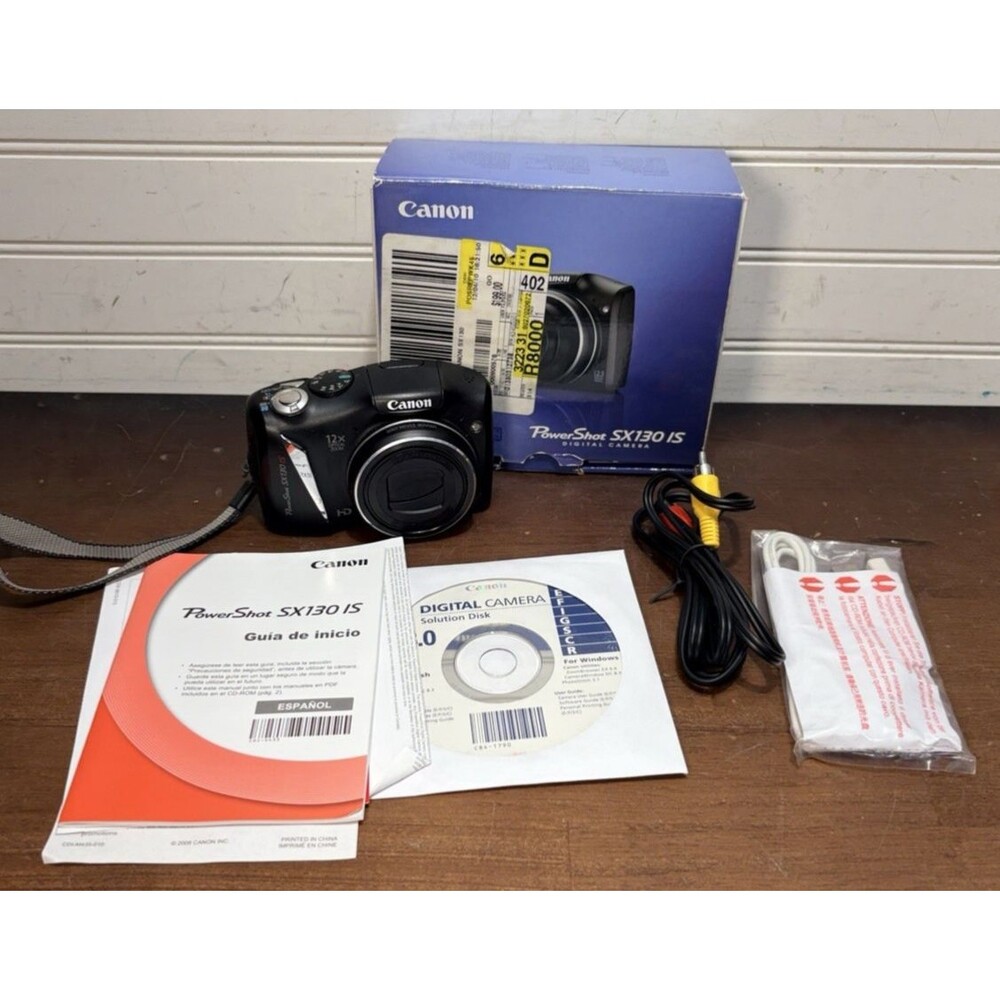 Canon PowerShot SX130 IS 12.1MP Digital Camera in Box SD Card **tested**
